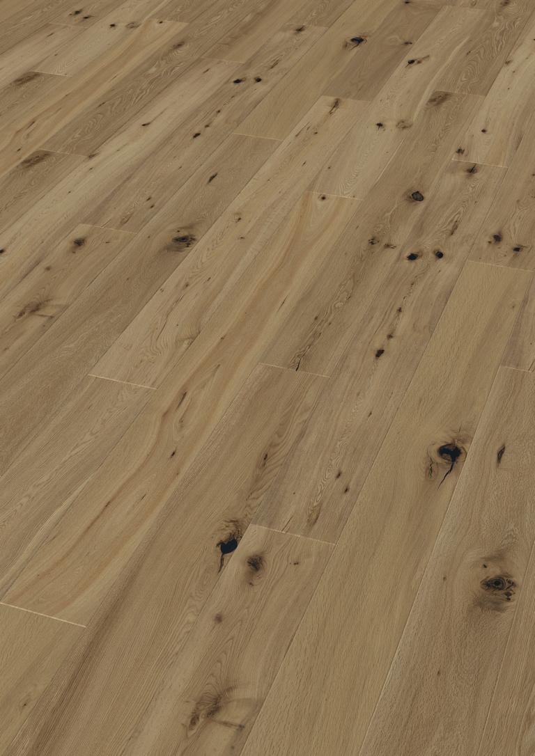 Eiche, country, Äste schwarz gekittet, natur-geölt ²Landhausdiele Fertigparkett